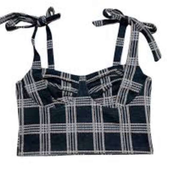 Urban Outfitters Tops - Rabbit rose plaid crop bustier tie strap top nwt large